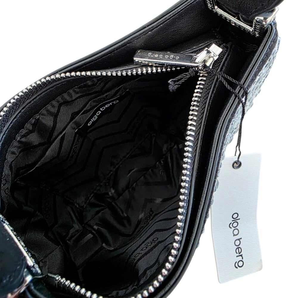 Olga Berg Revolve Black and Silver Rhinestone Crystal Shoulder Bag Mini Purse - Picture 4 of 7
